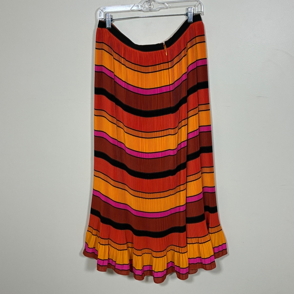 J.Crew Bright Plisse Midi Skirt Size 12 Orange Purple Maximalist Dopamine Prep